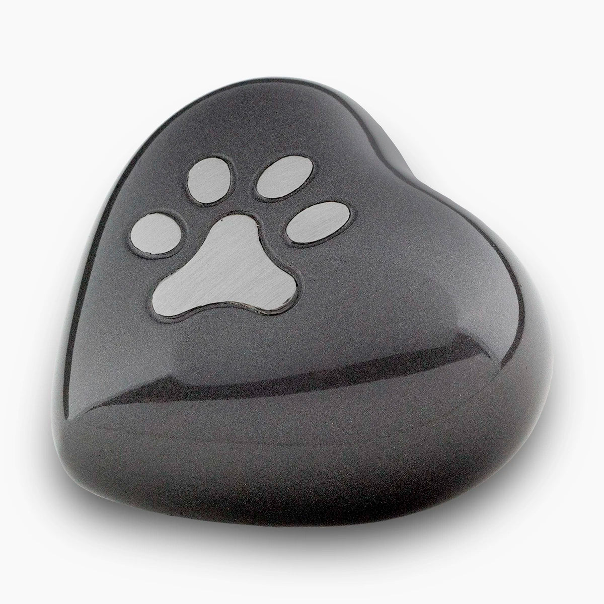 Pawprint Heart Pet Urn for Ashes in Graphite and Silver Small
