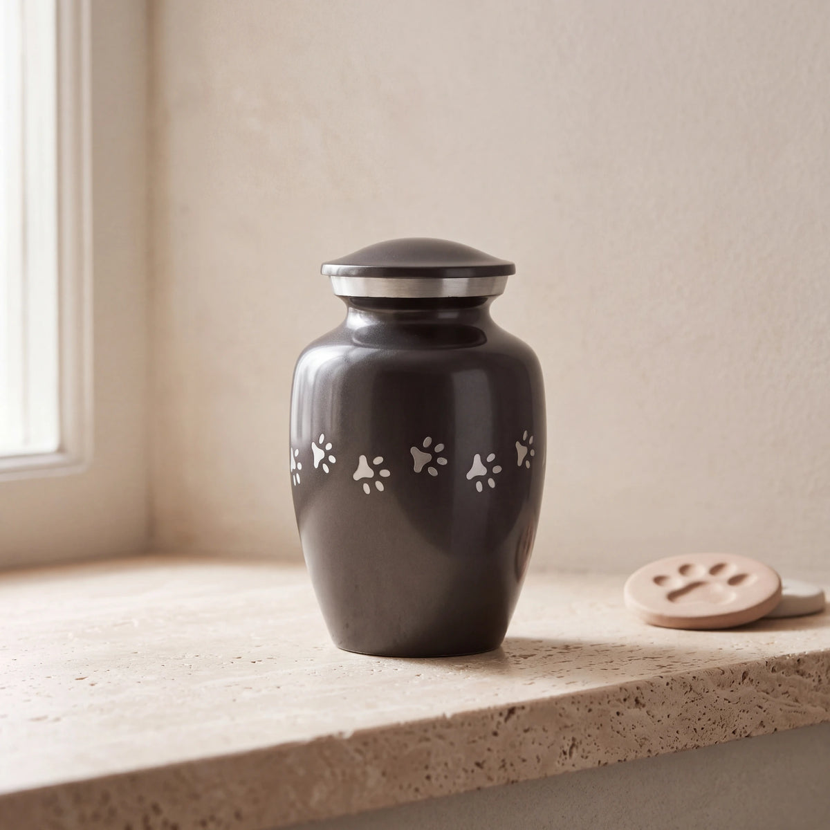 Pawprint-Pet-Urn-for-Ashes-in-Graphite-Silver-Small-pet_paw_token