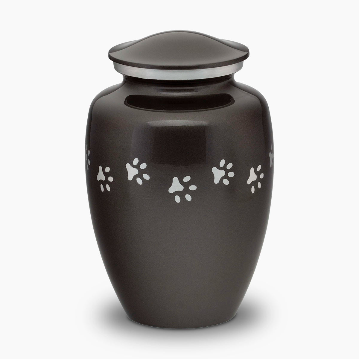 Pawprint Pet Urn for Ashes in Graphite and Silver Large