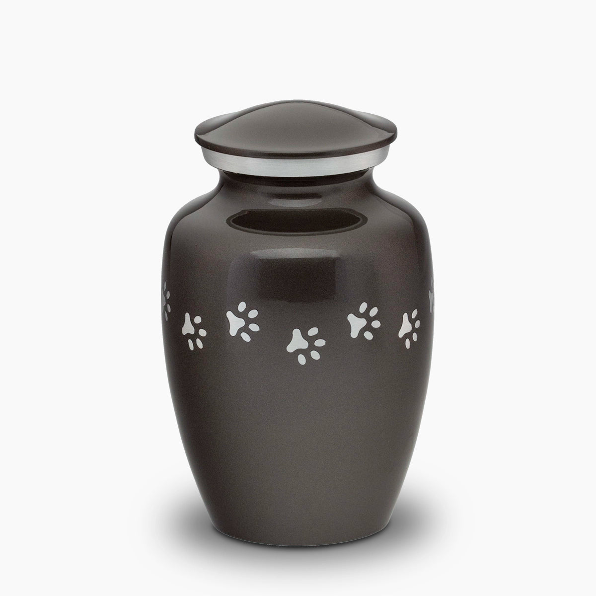 Pawprint Pet Urn for Ashes in Graphite and Silver Medium