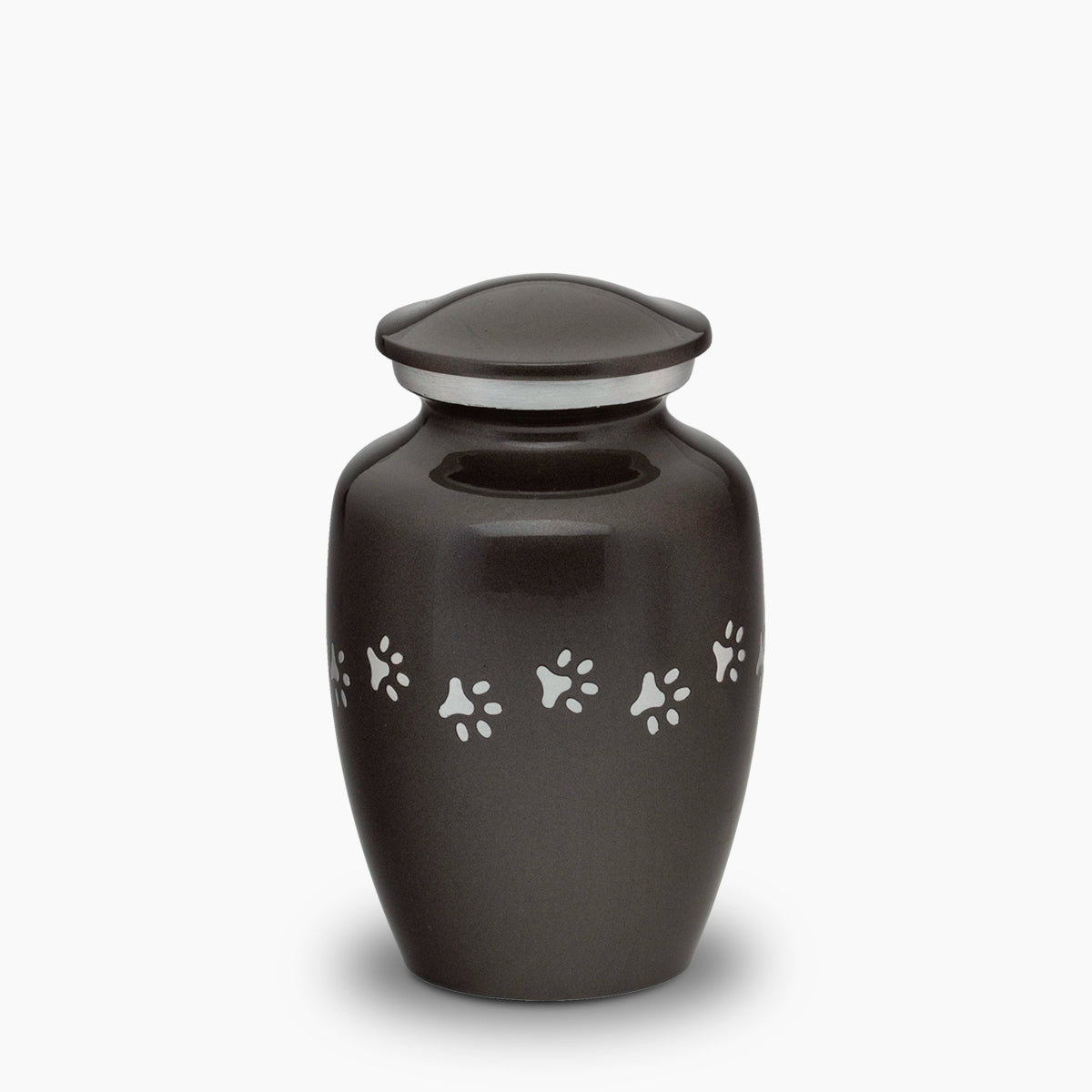 Pawprint Pet Urn for Ashes in Graphite and Silver Small