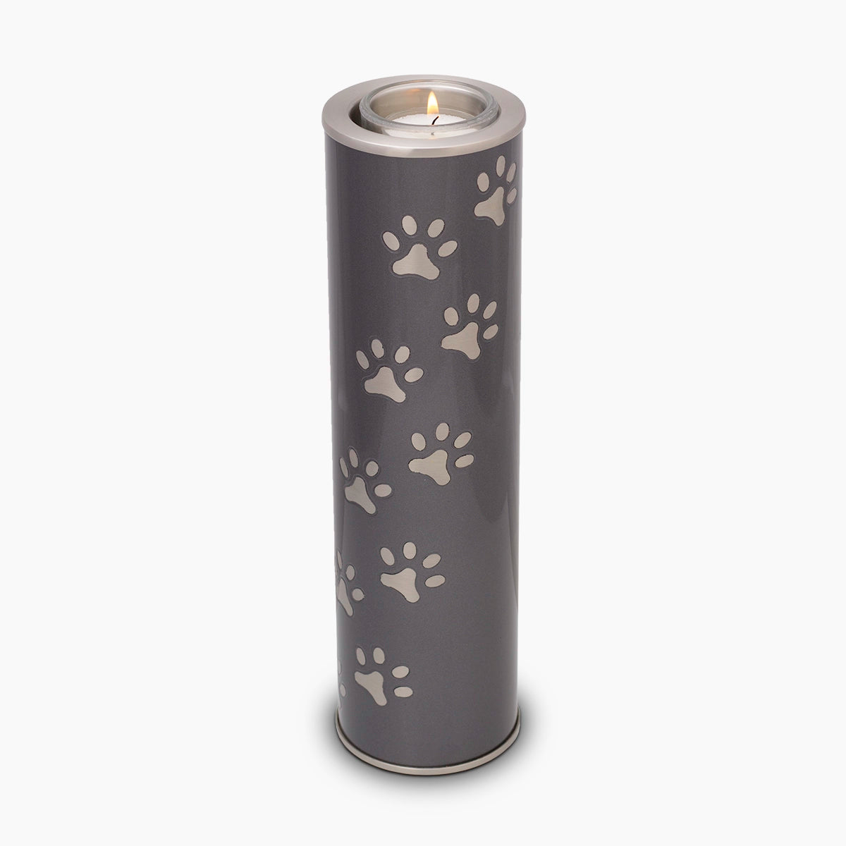 Pawprints Candle Pet Urn for Ashes in Grey Large