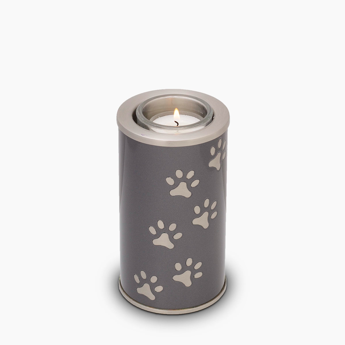 Pawprints Candle Pet Urn for Ashes in Grey Small