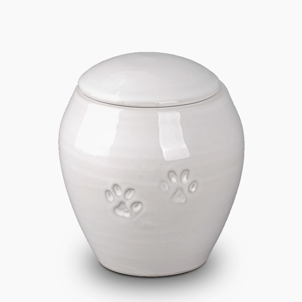 Pawprints Pet Urn for Ashes in White Medium