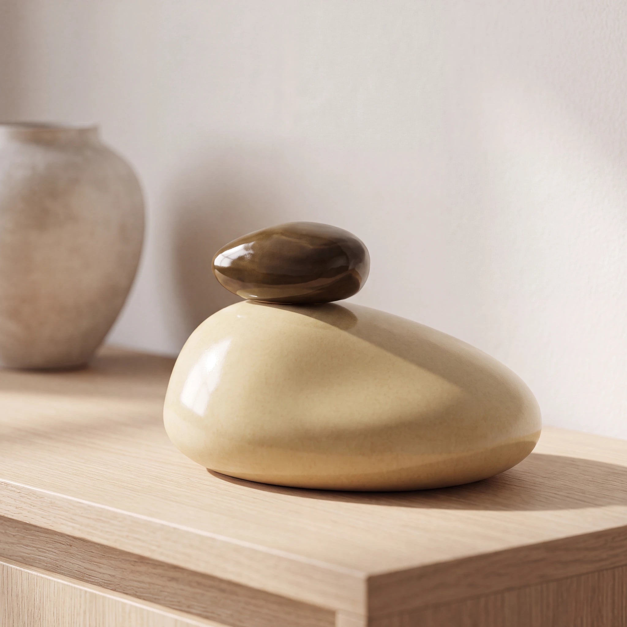 Pebbles Adult Cremation Urn for Ashes in Light Sand