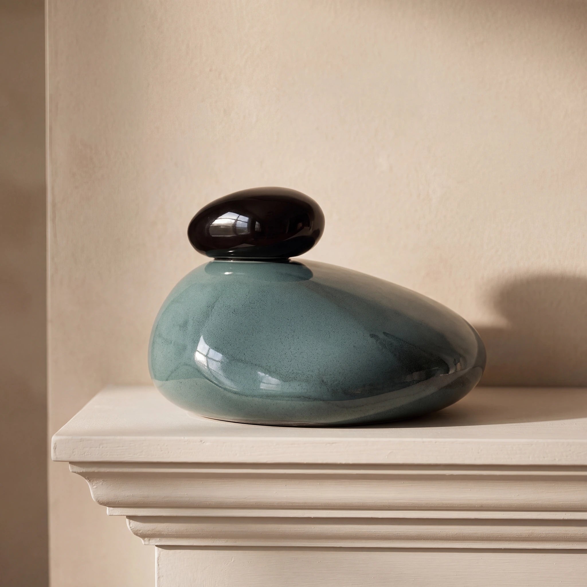 Pebbles Adult Cremation Urn for Ashes in Oxide Green