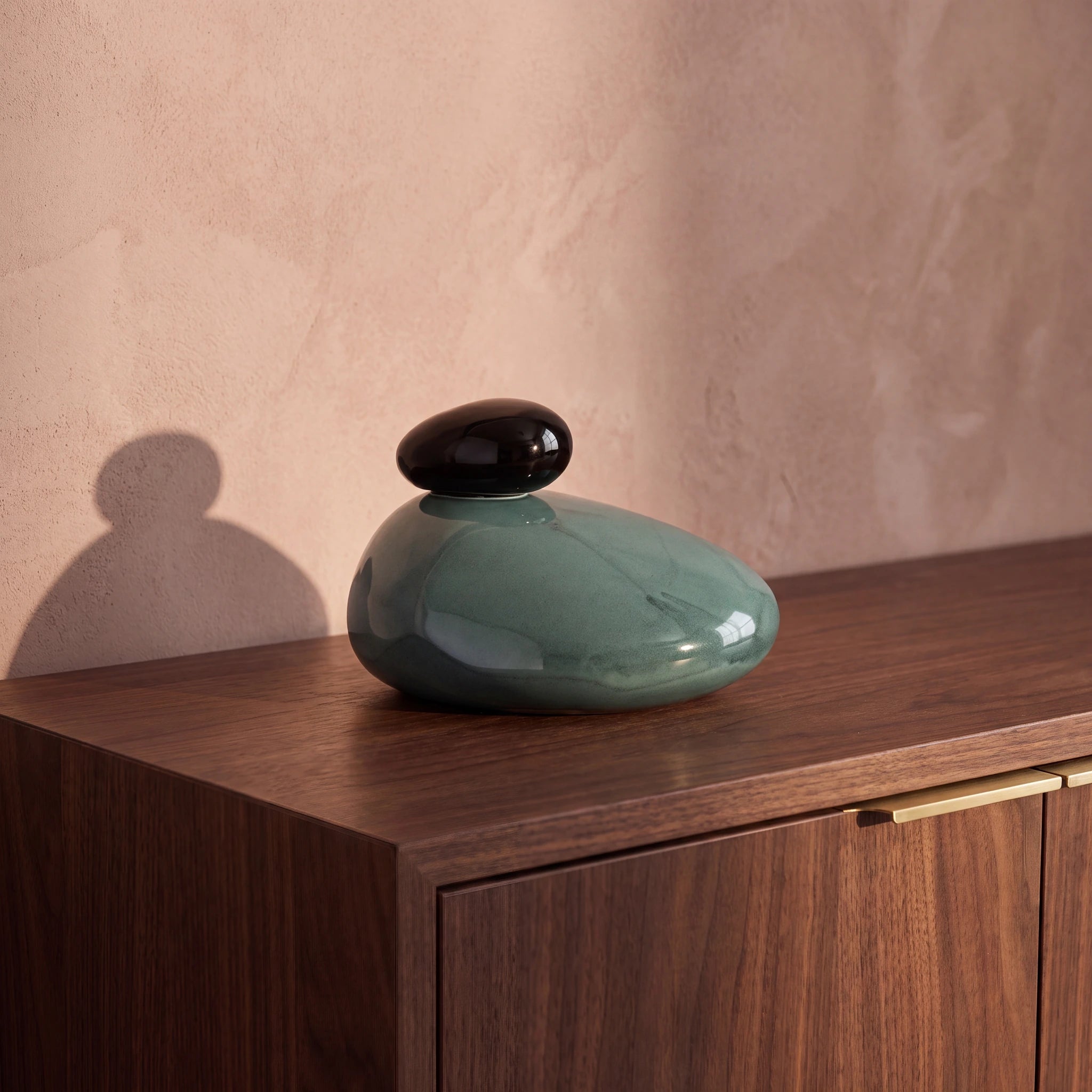 Pebbles Adult Cremation Urn for Ashes in Oxide Green