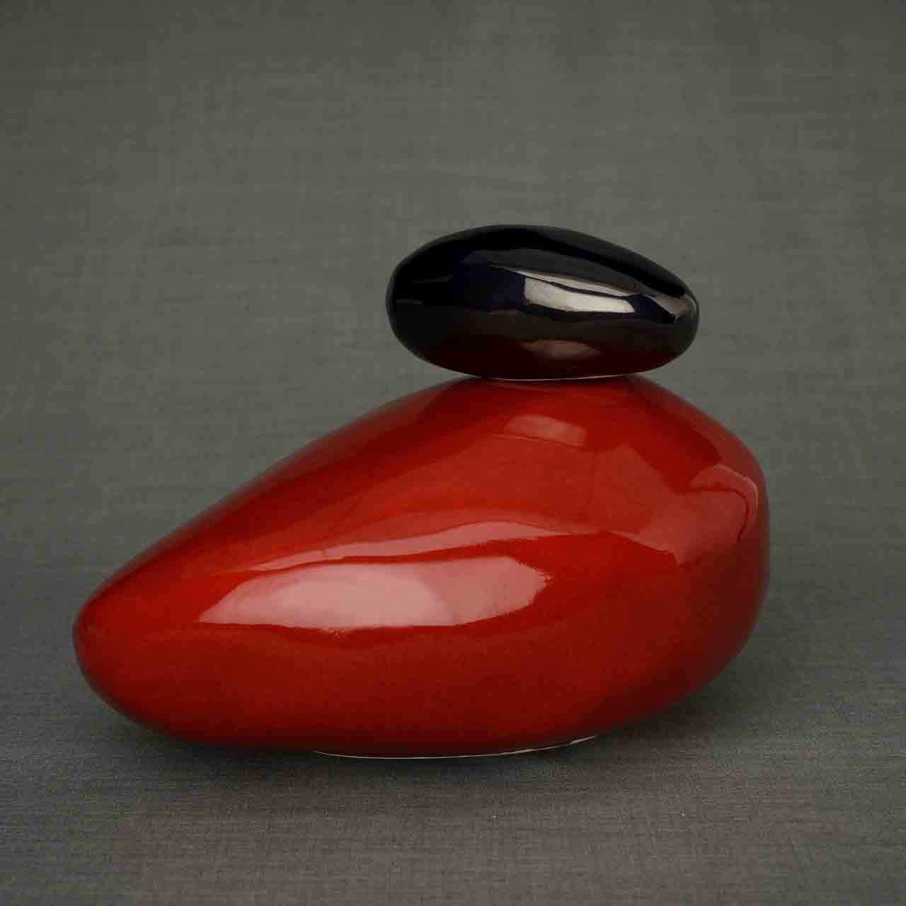 Pebbles Adult Cremation Urn for Ashes in Red and Black