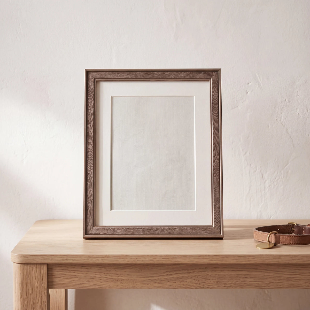 Pet-Memorial-Photo-Frame-in-Brown-Medium-On-the-Console