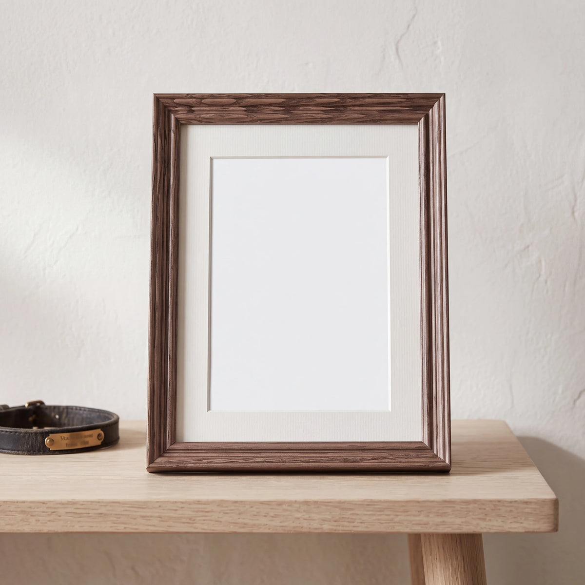 Pet-Memorial-Photo-Frame-in-Dark-Oak-Medium-On-the-Console
