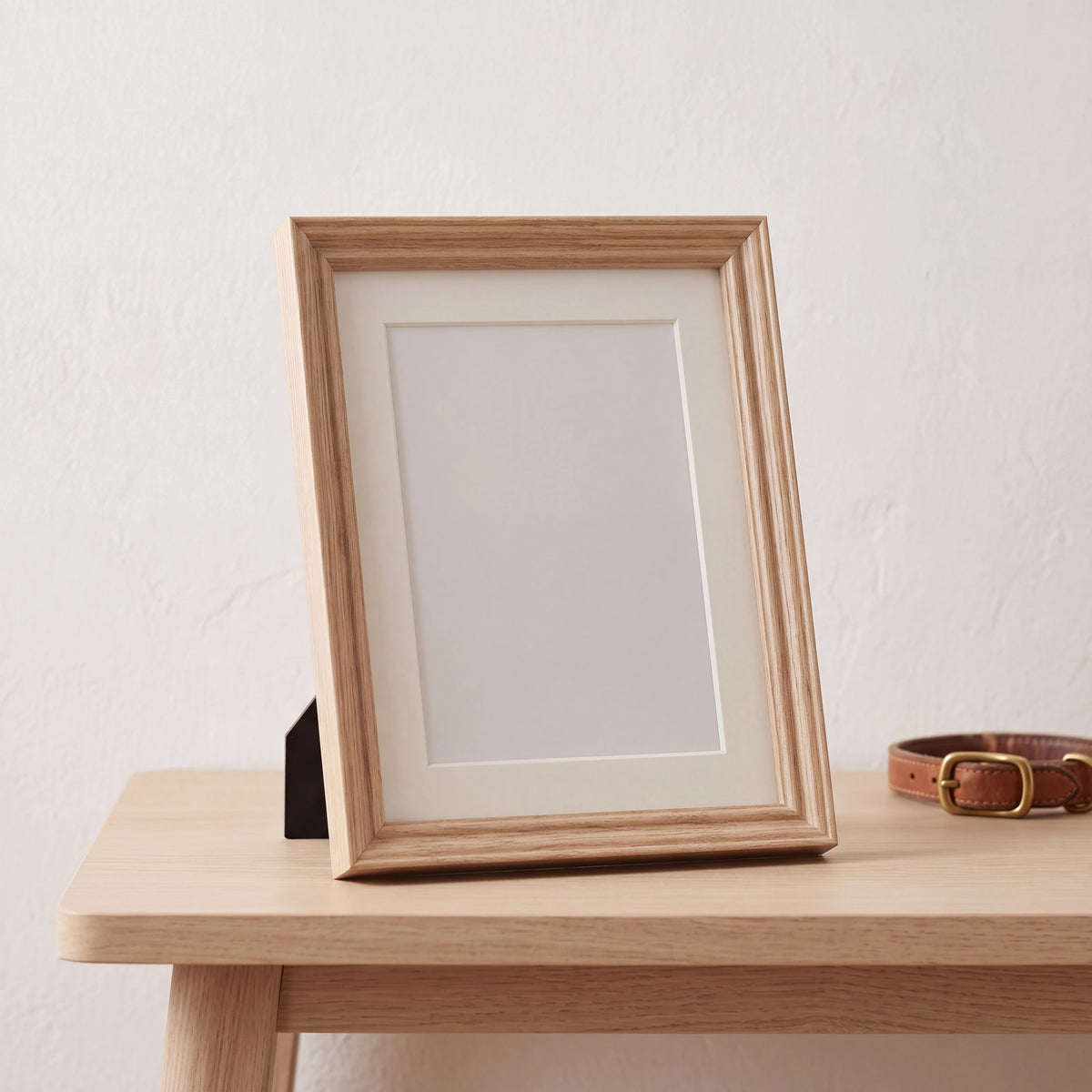 Pet-Memorial-Photo-Frame-in-Light-Oak-Medium-On-the-Console