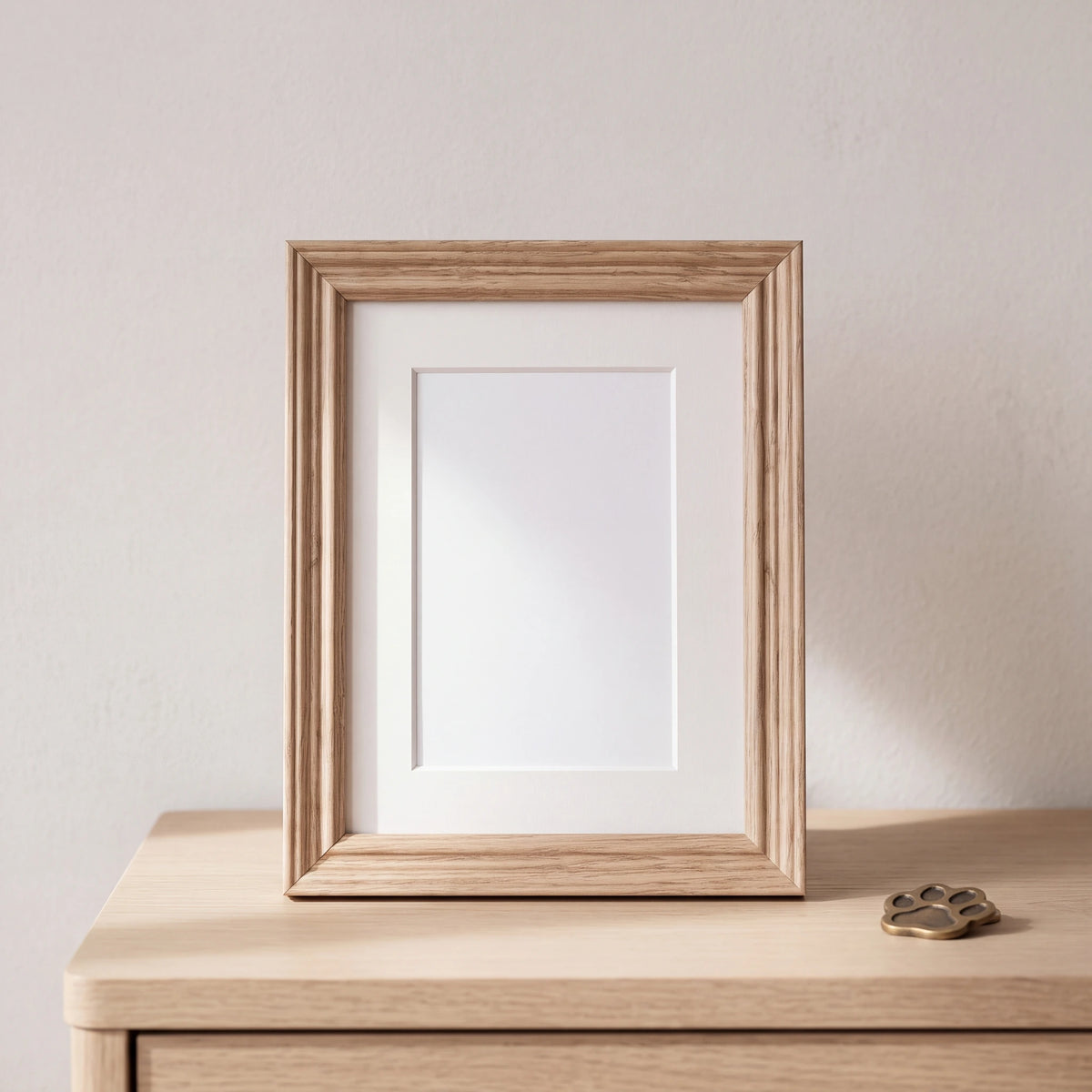Pet-Memorial-Photo-Frame-in-Light-Oak-Small-On-the-Console