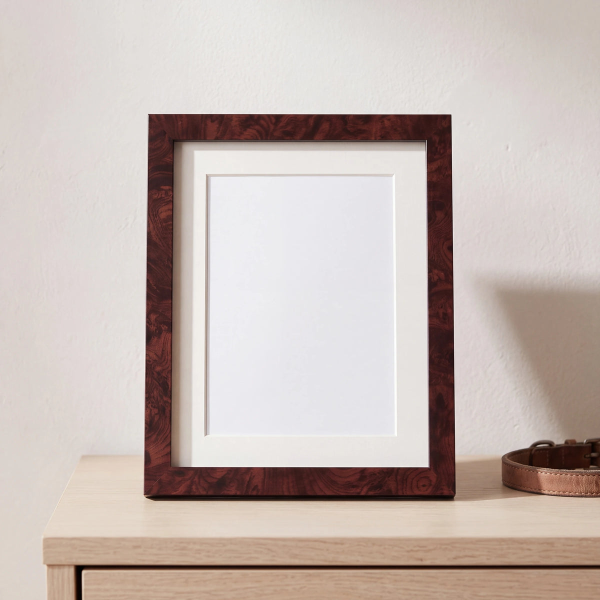 Pet-Memorial-Photo-Frame-in-Walnut-Large-On-the-Console