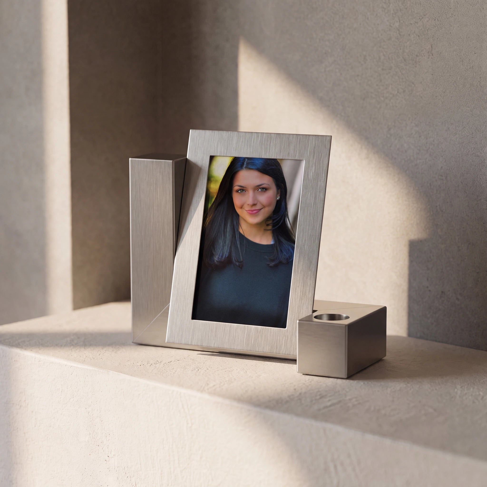 Photo Candle Adult Cremation Urn for Ashes in Stainless Steel