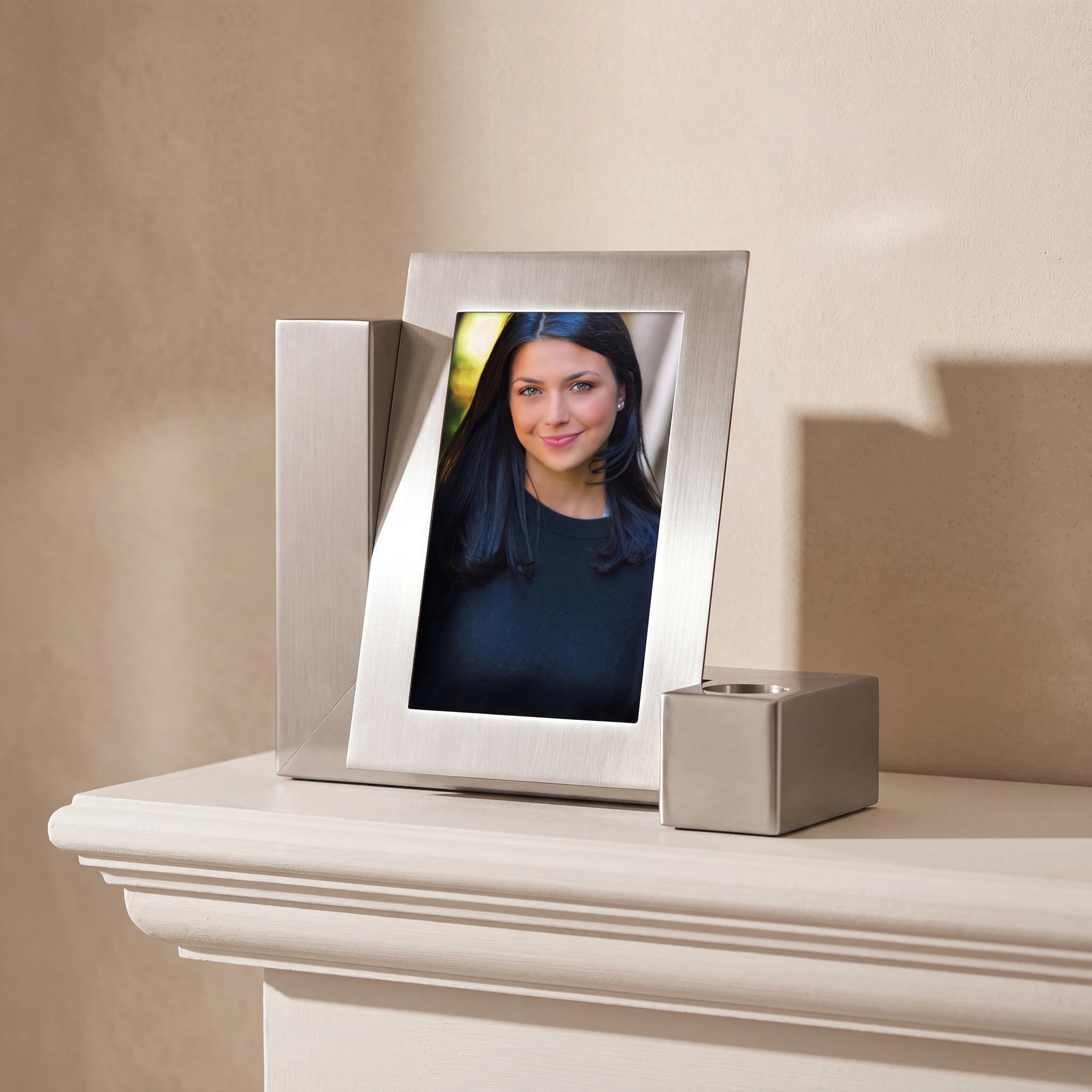 Photo Candle Adult Cremation Urn for Ashes in Stainless Steel