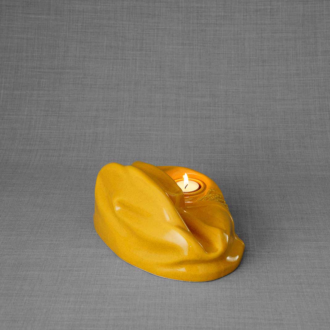Picture Frame Pet Urns for Ashes in Amber Ceramic from Behind