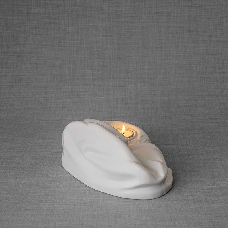 Picture Frame Pet Urns For Ashes In Matte White Ceramic From Behind