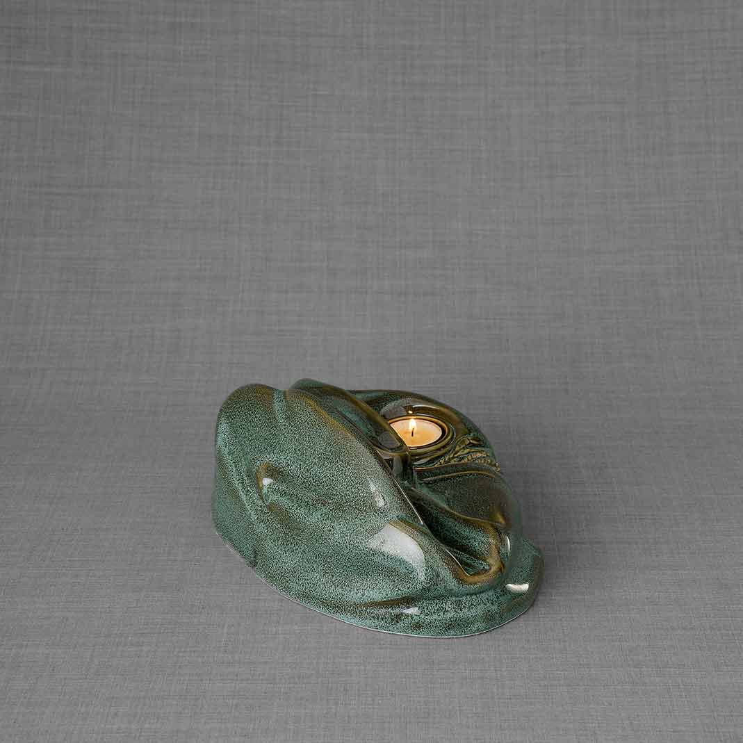 Picture Frame Pet Urns for Ashes in Oily Green Ceramic from Behind