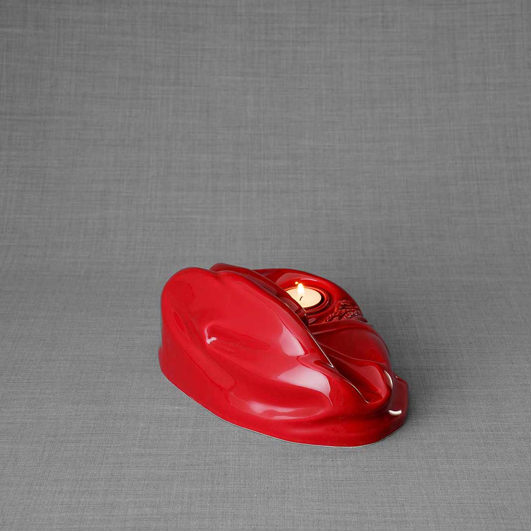 Picture Frame Pet Urns for Ashes in Red Ceramic from Behind