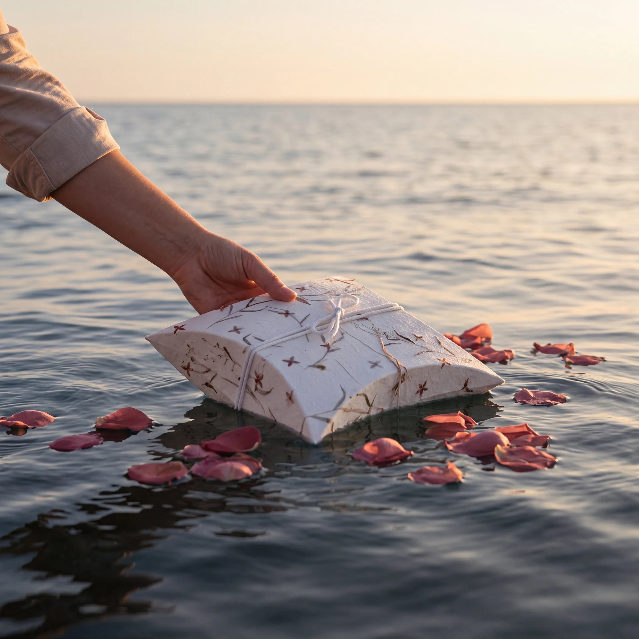 Pillow Biodegradable Floral Paper Water Urn for Ashes - Adult