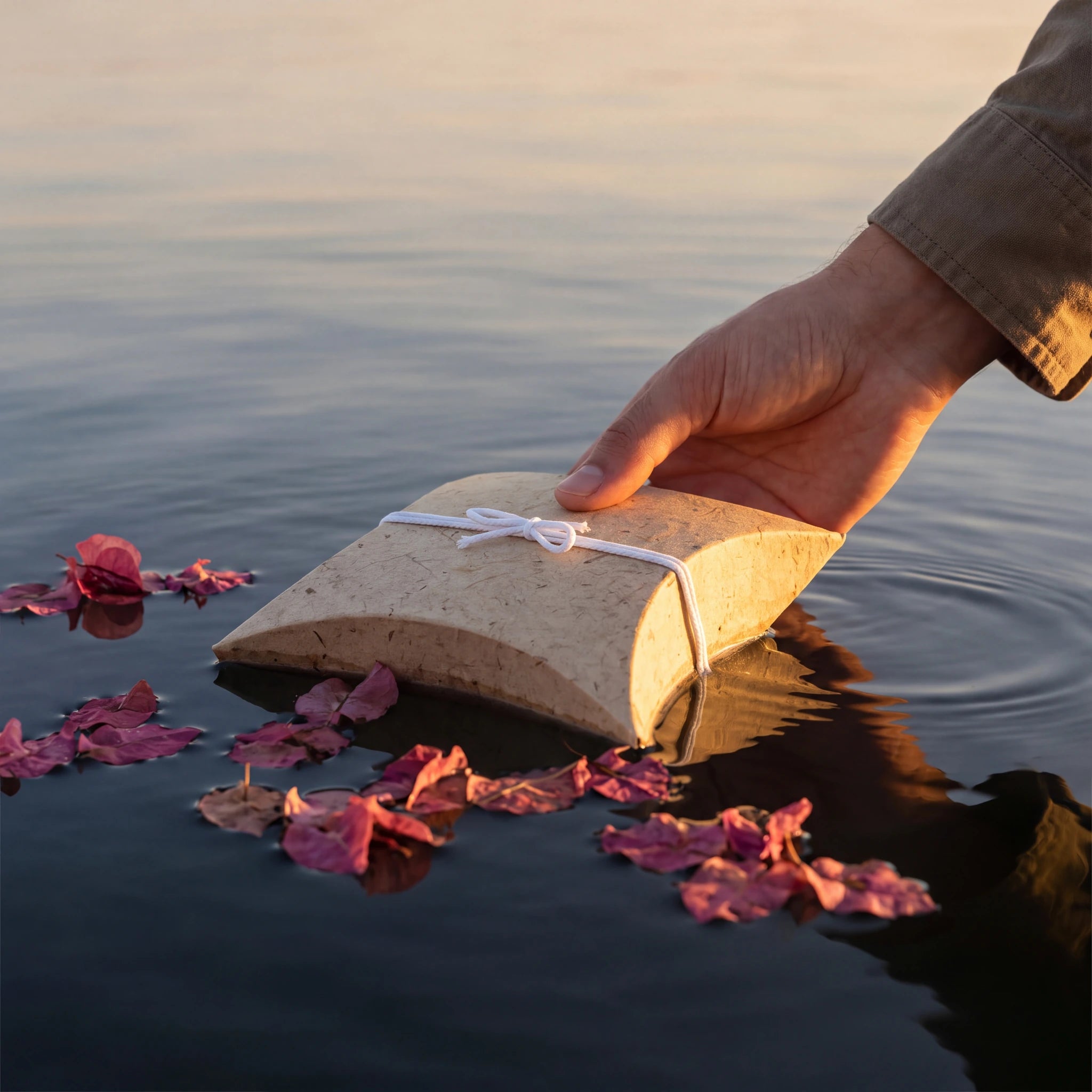Pillow Biodegradable Natural Fibre Paper Water Urn for Ashes - Medium