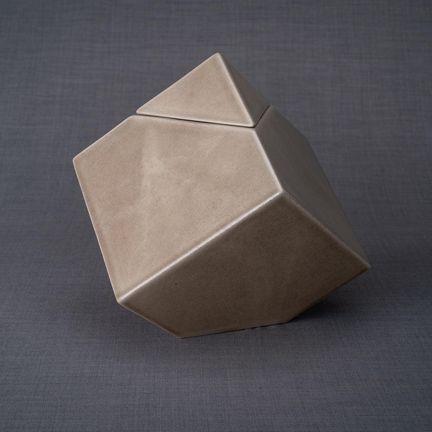 Pinnacle Cremation Urn for Ashes in Beige Grey Left View