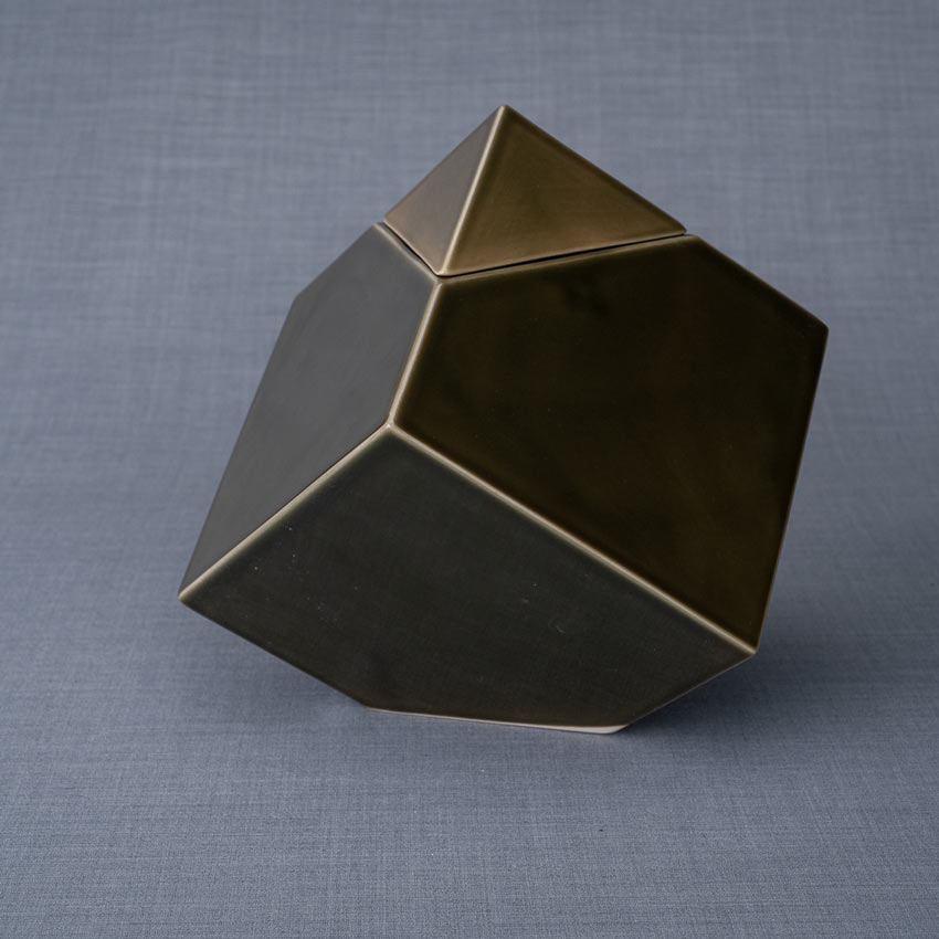 Pinnacle Cremation Urn for Ashes in Oily Green Right View