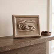 Portrait Dog Urn for Ashes in Beige Grey