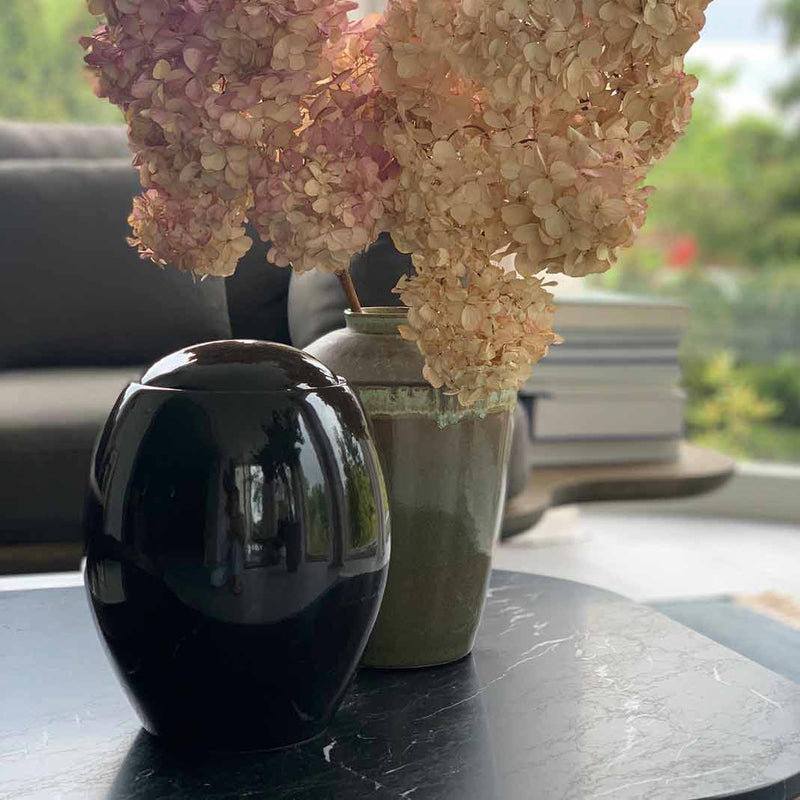 Pure Black Modern Adult Cremation Urn for Ashes