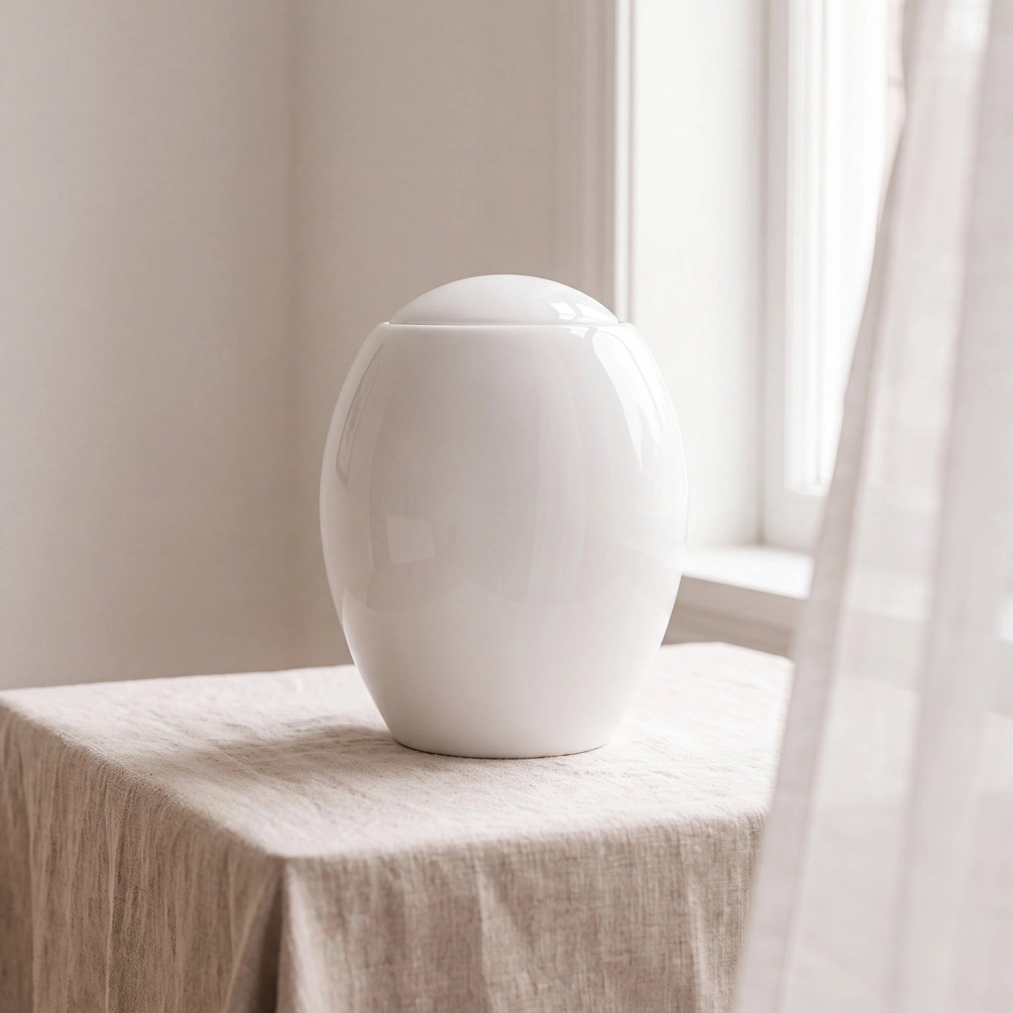 Pure White Modern Adult Cremation Urn for Ashes