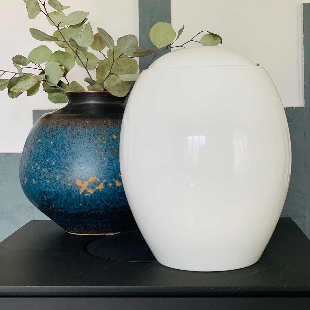 Pure White Modern Adult Cremation Urn for Ashes