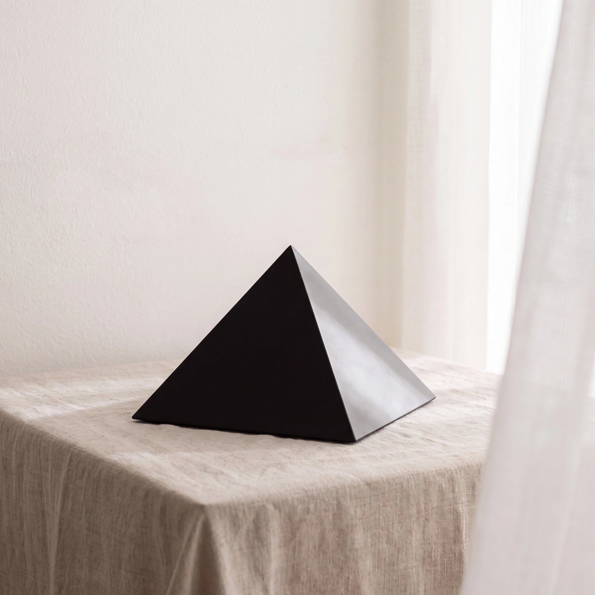 Pyramid Adult Cremation Urn for Ashes in Matte Black Stainless Steel