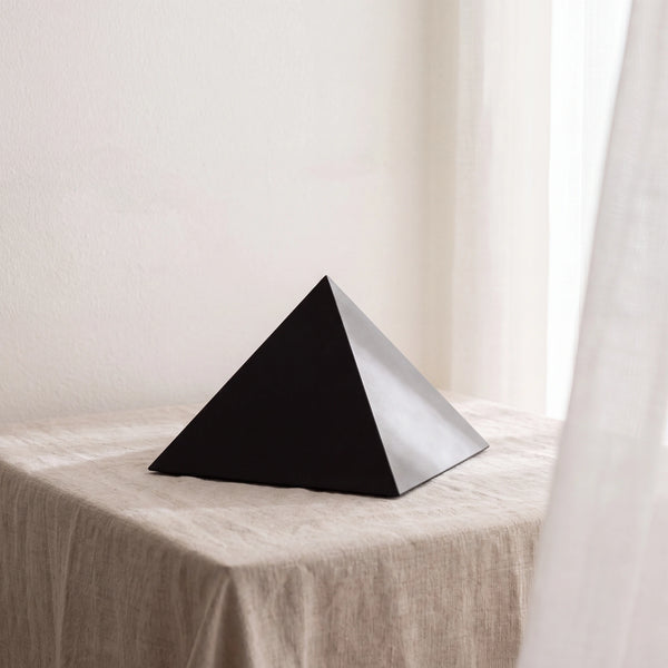 Pyramid Adult Cremation Urn for Ashes in Matte Black Stainless Steel