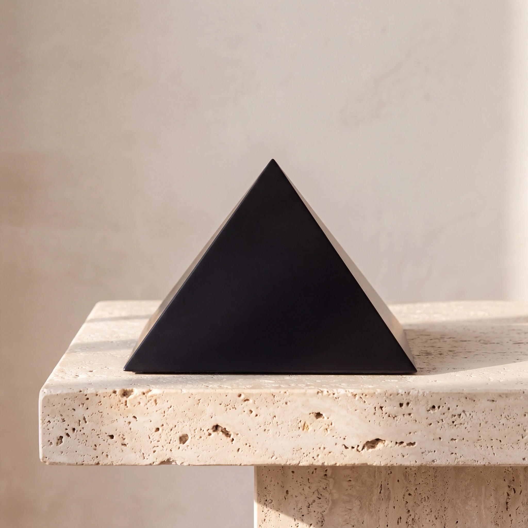 Pyramid Adult Cremation Urn for Ashes in Matte Black Stainless Steel