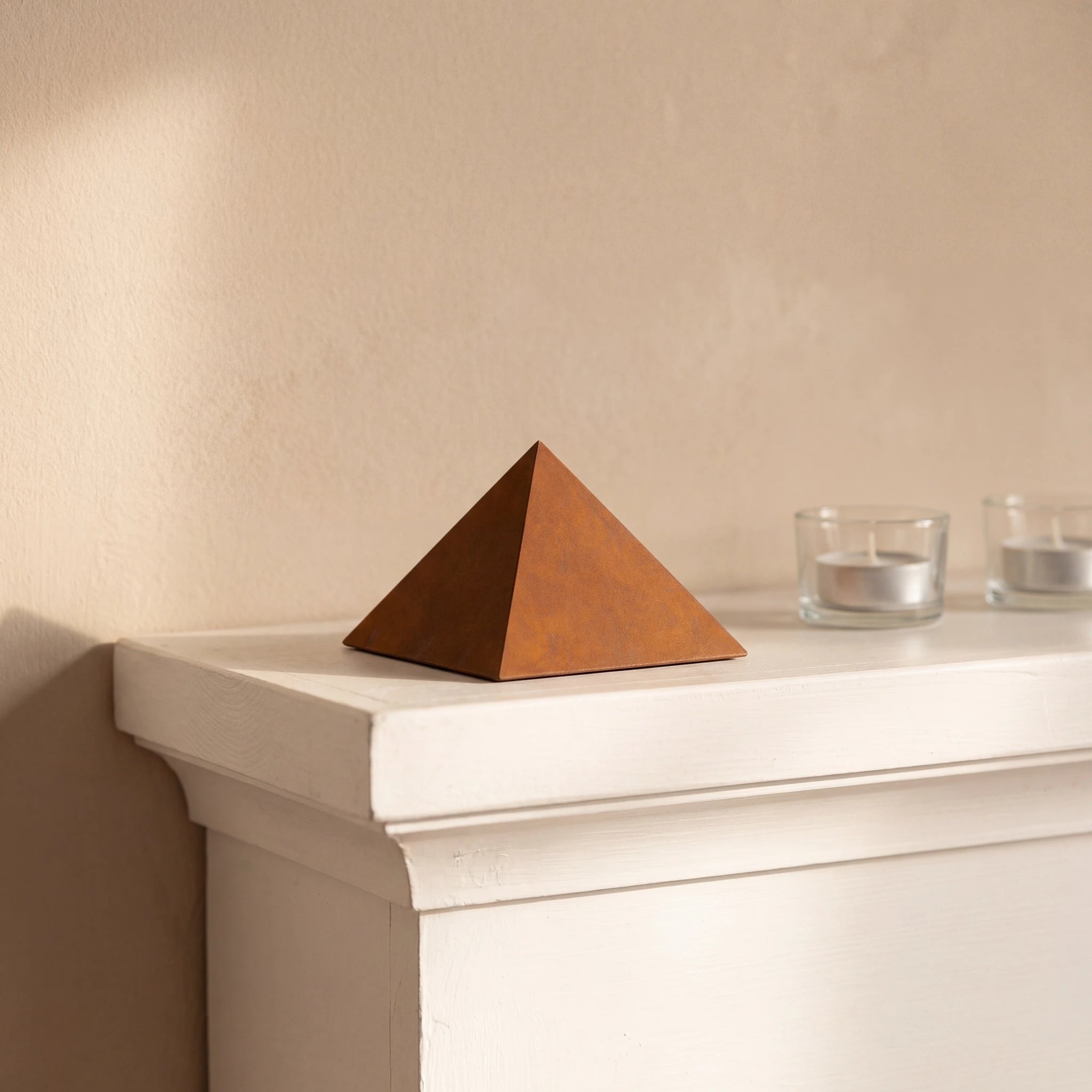 Pyramid-Small-Urn-for-Ashes-in-Corten-Steel-keepsake_tealight_pair