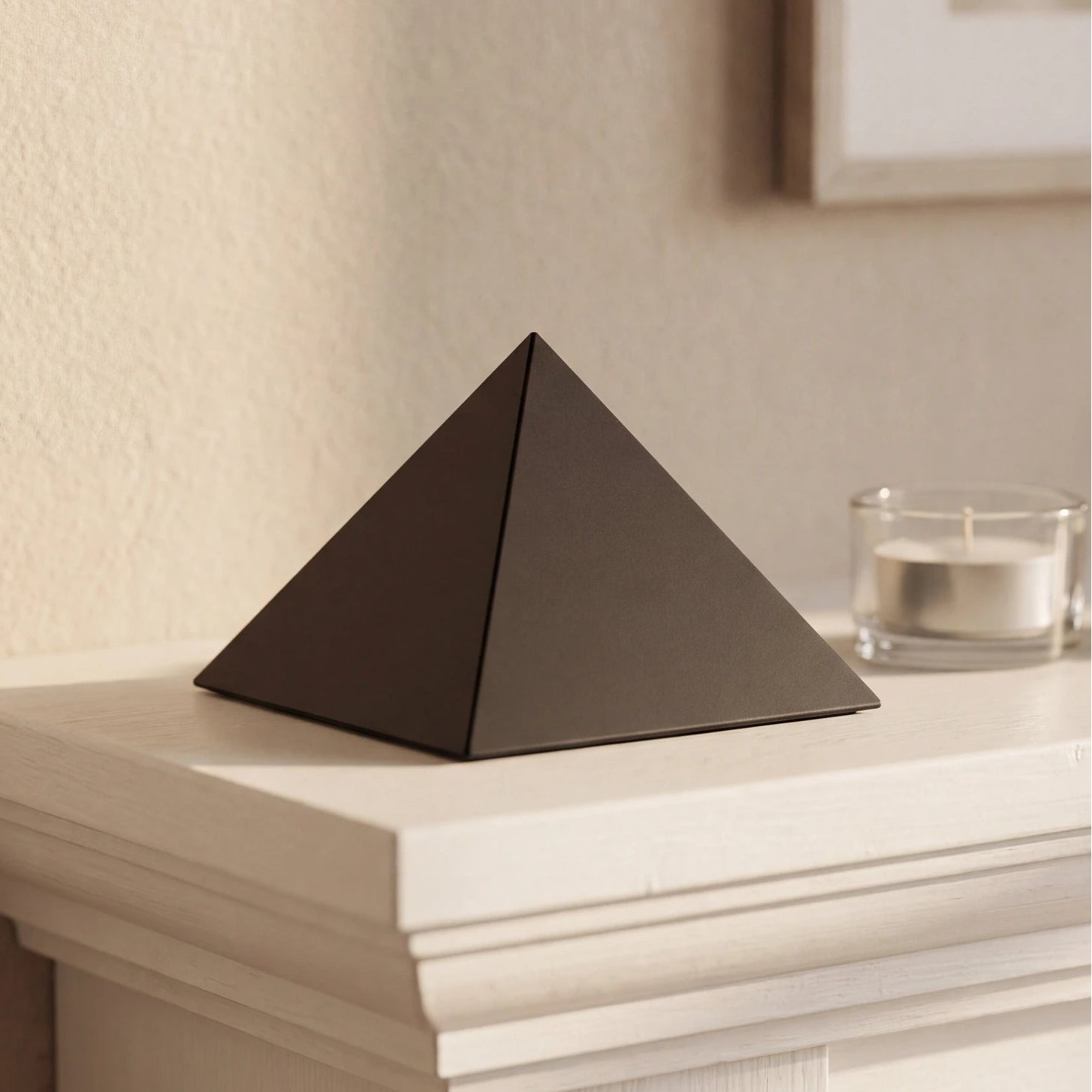 Pyramid-Small-Urn-for-Ashes-in-Matte-Black-Stainless-Steel-keepsake_tealight_pair