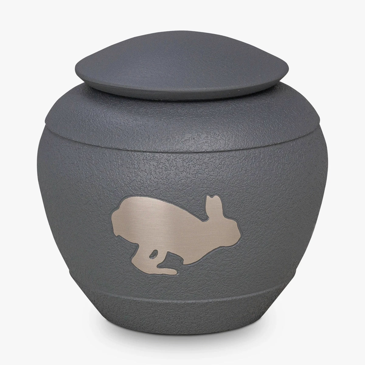 Rabbit Urn for Ashes in Graphite and Silver Rabbit Hop