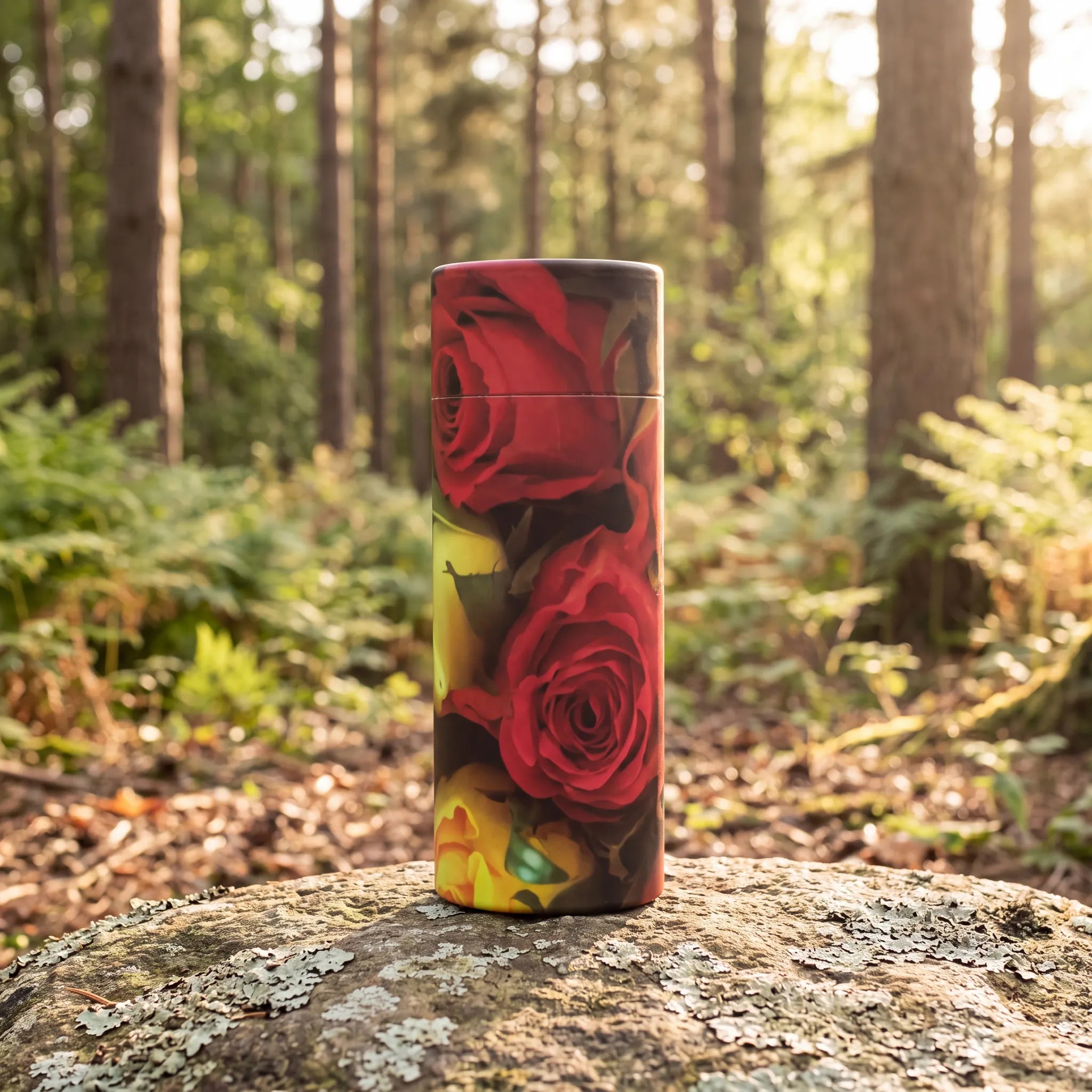 Red-Rose-Eco-Friendly-Scattering-Tube-for-Ashes-Token-In-the-Woods