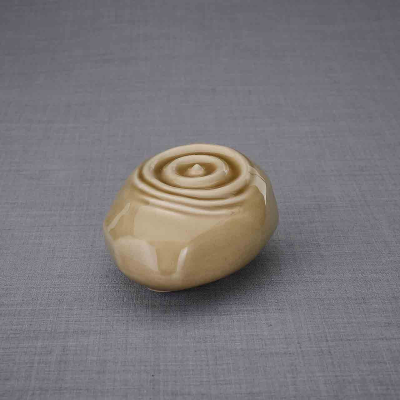 Resonance Ashes Keepsake Urn in Beige Facing Left Dark Background
