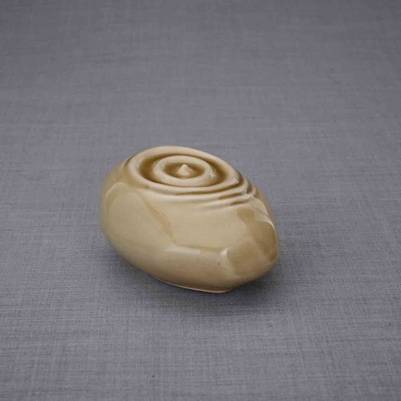 Resonance Ashes Keepsake Urn in Beige Facing Right Dark Background