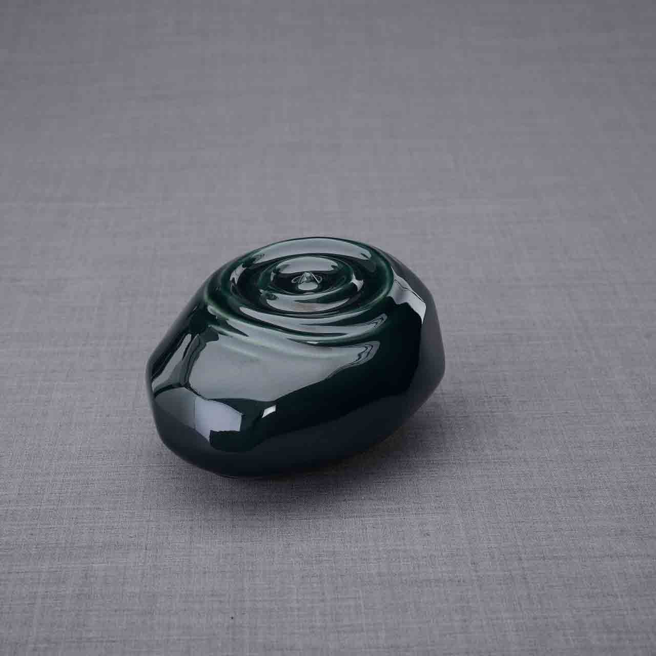 Resonance Ashes Keepsake Urn in Green Turned Left Dark Background