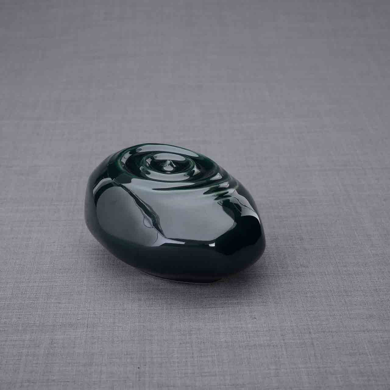 Resonance Ashes Keepsake Urn in Green Turned Right Dark Background