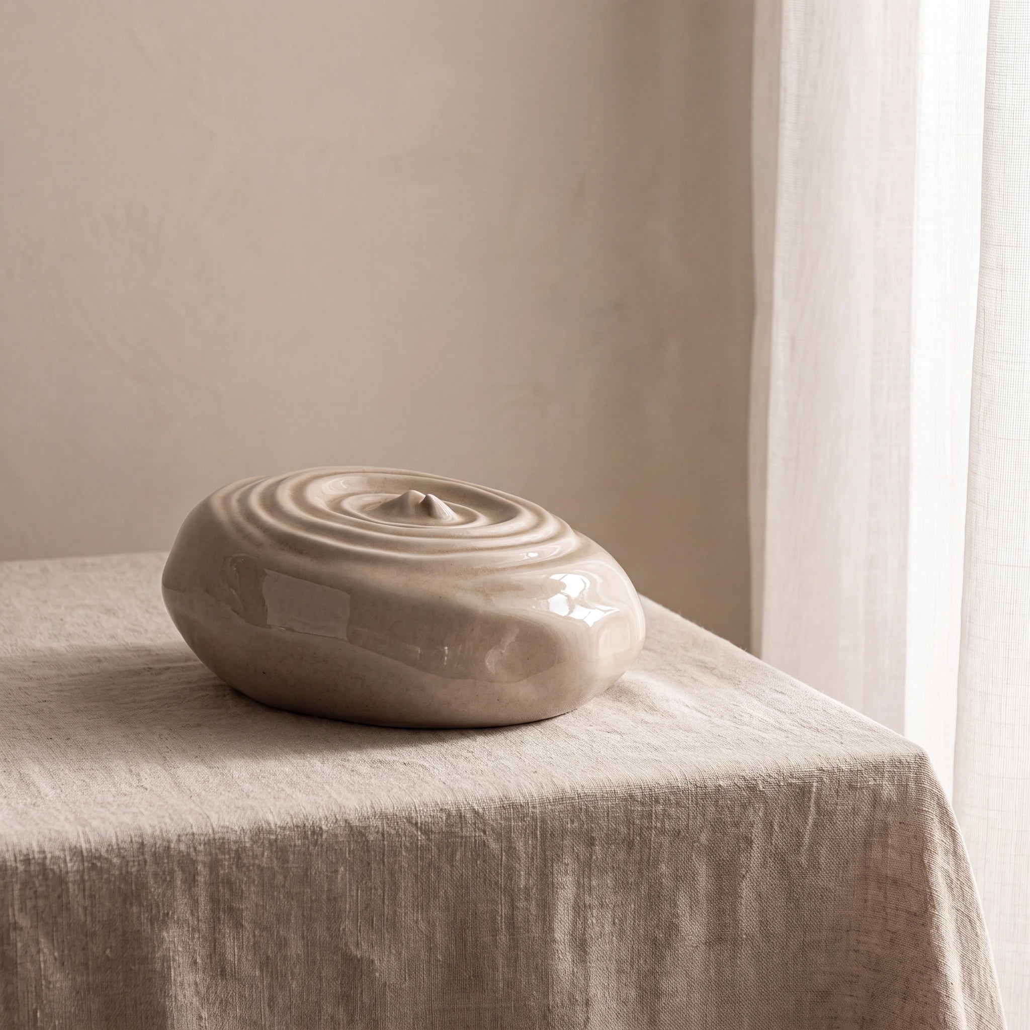 Ripples Adult Cremation Urn for Ashes in Beige Grey