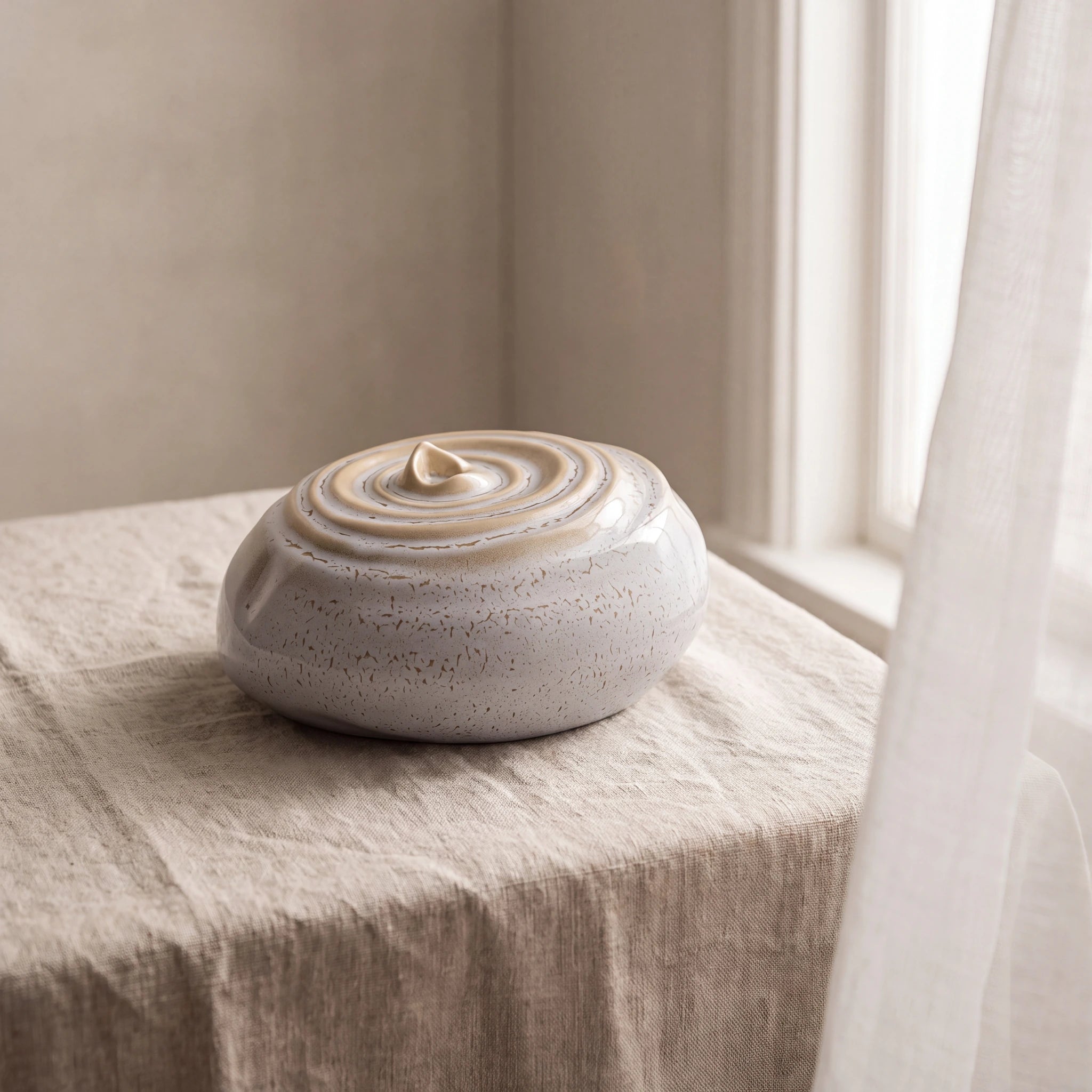 Ripples Adult Cremation Urn for Ashes in Beige Melange