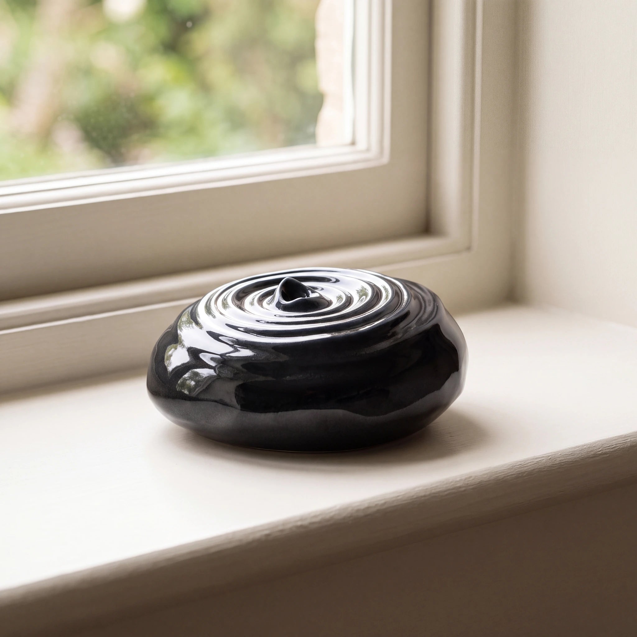 Ripples Adult Cremation Urn for Ashes in Glossy Black