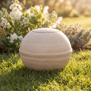 Round Adult Biodegradable Urn for Ashes in Sand