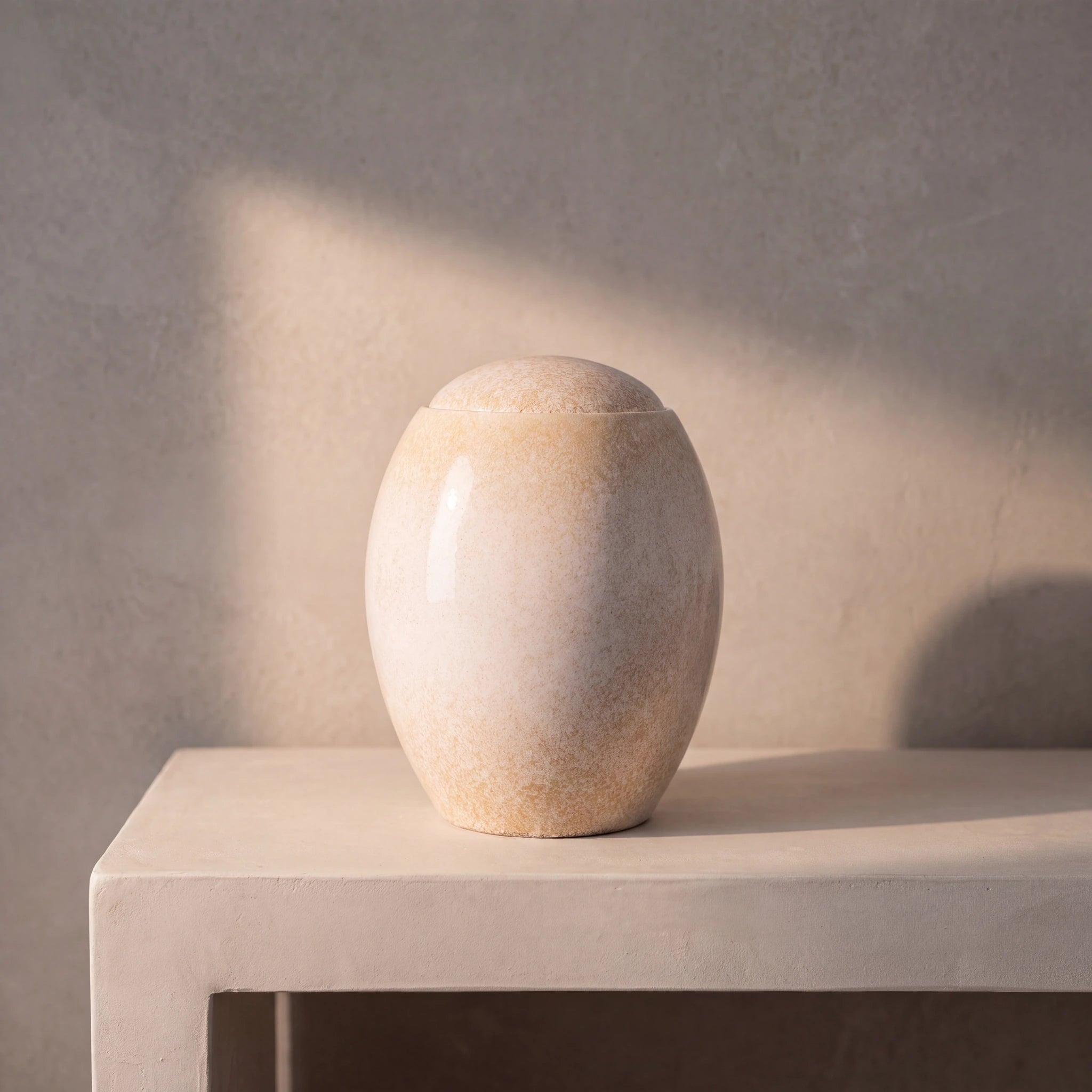 Sandy White Modern Adult Cremation Urn for Ashes