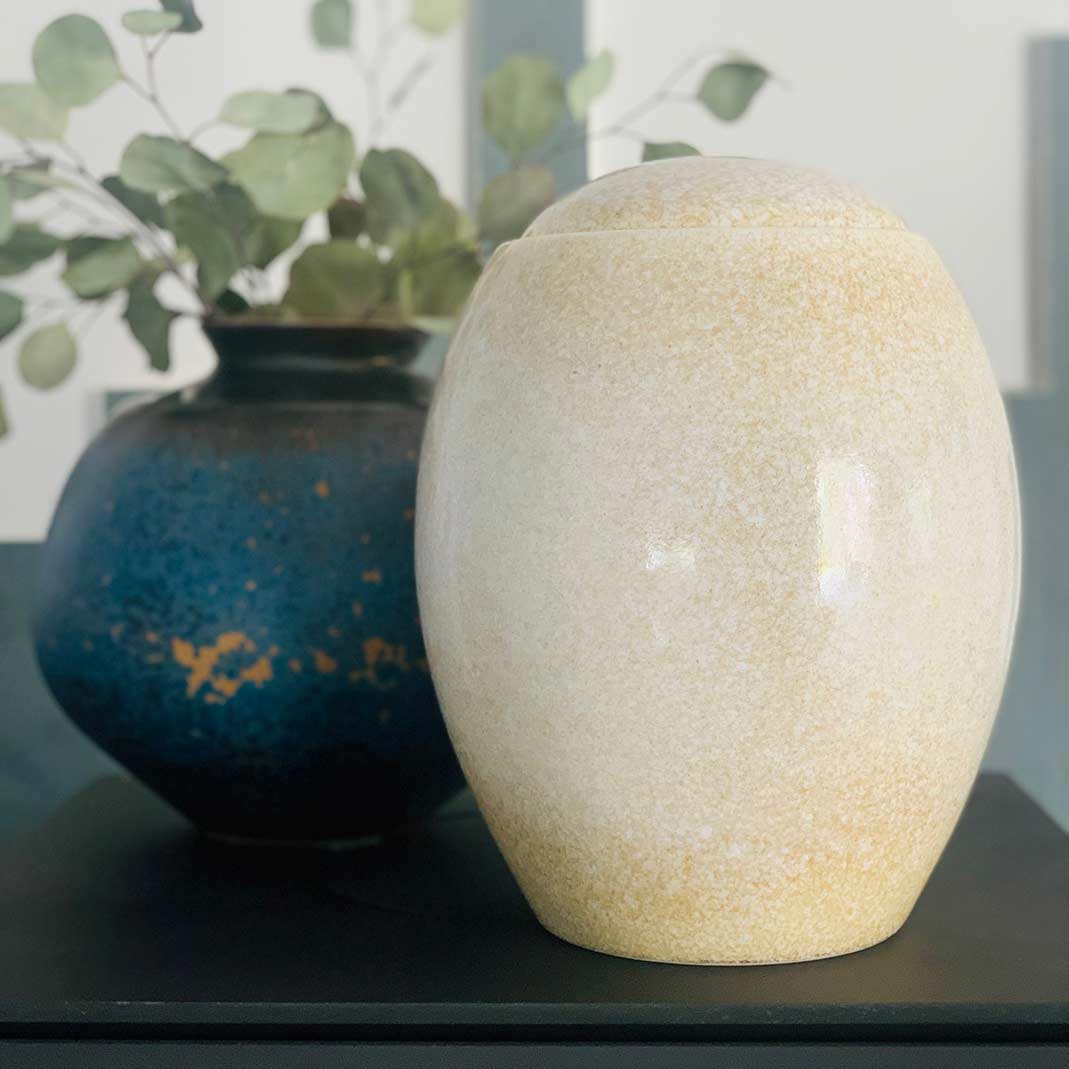 Sandy White Modern Adult Cremation Urn for Ashes