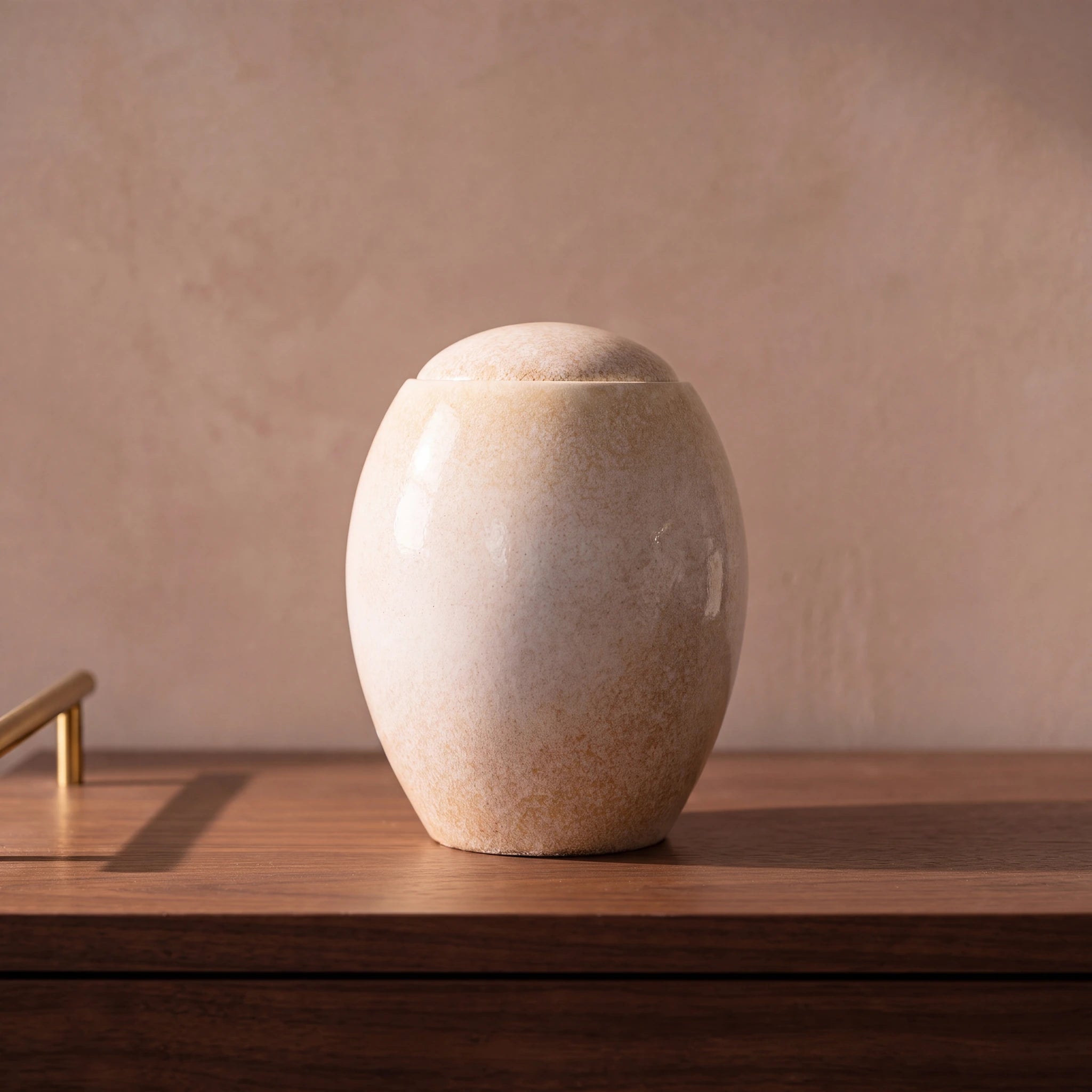 Sandy White Modern Adult Cremation Urn for Ashes