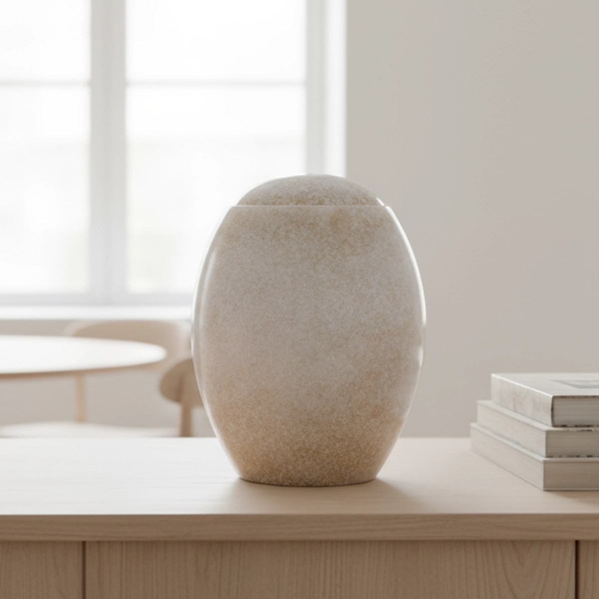 Sandy White Modern Adult Cremation Urn for Ashes